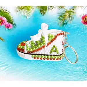 Alpha Chi Omega Keychain Pearl & Rhinestone Custom Made Shoe